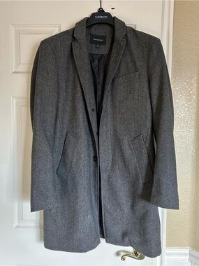 Banana Republic Men’s Charcoal Gray Pea Coat - Classic Wool-Blend